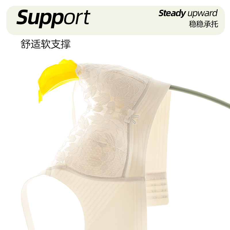 蕾丝内衣女大胸显小上托防下垂收副乳文胸亲肤透气舒适无痕内衣女