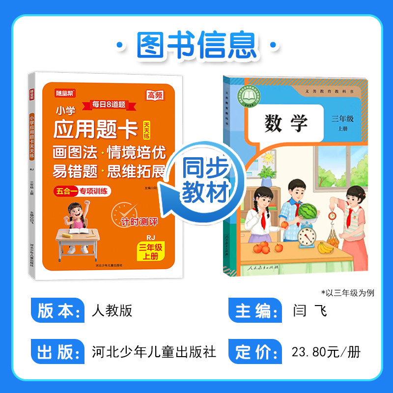 小学生应用题卡天天练人教版北师大版江苏版一年级二年级三年级四五六年级上册下册同步强化练习册奥数思维专项训练册易错题画图法 - 图0