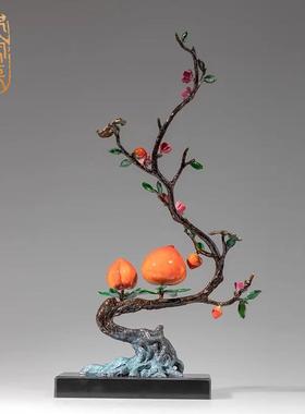 《多福多寿》铜摆件铜器工艺品新中式国风客厅玄关电视柜装饰品