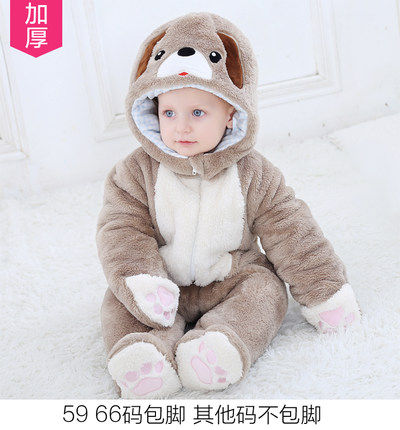 婴儿连体衣秋冬男女包脚加厚棉衣 奇乐兔优品连身衣/爬服/哈衣