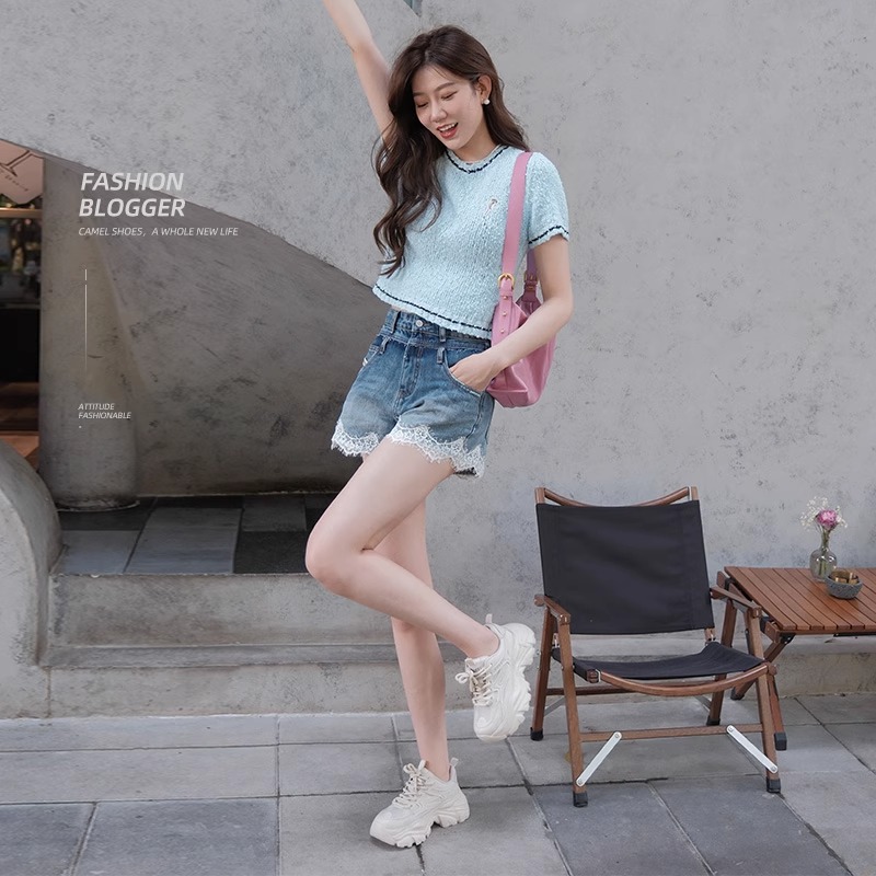 骆驼女鞋2025夏季新款老爹鞋女款运动鞋复古百搭厚底增高休闲鞋潮 - 图3