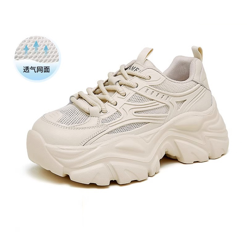 骆驼女鞋2025夏季新款老爹鞋女款运动鞋复古百搭厚底增高休闲鞋潮 - 图0