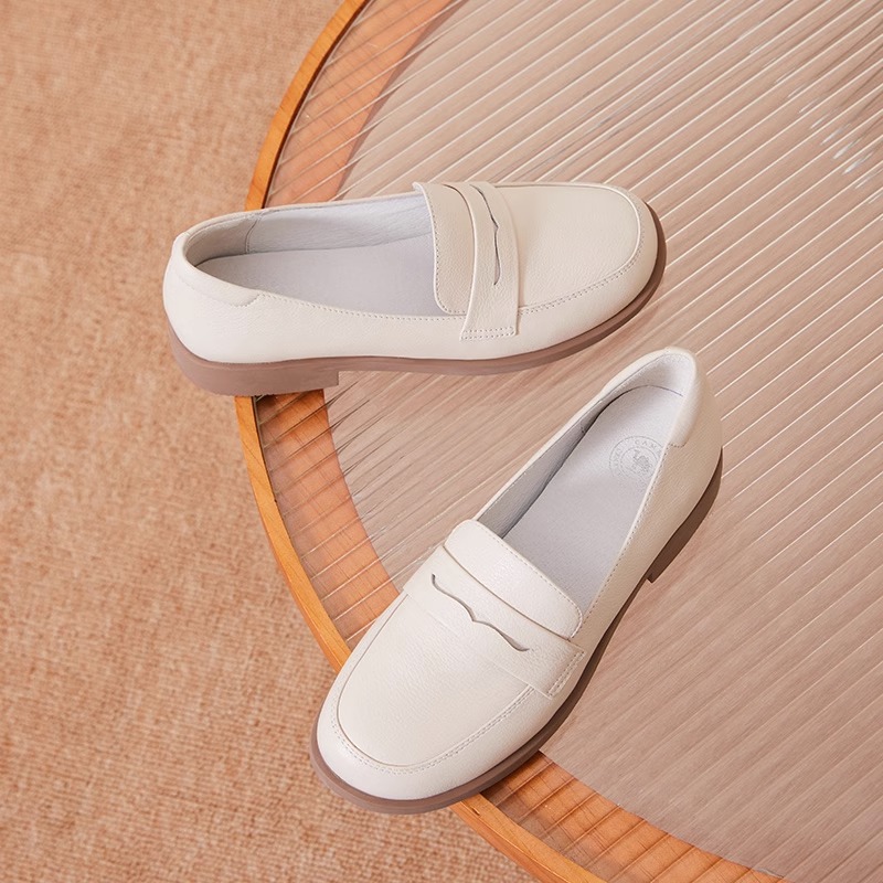 骆驼女鞋2025新款春夏季英伦复古小皮鞋女百搭休闲粗跟单鞋女-图3