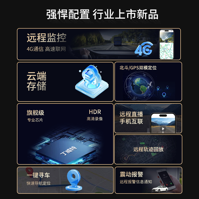 丁威特4G远程手机监控行车记录仪2024新款免走线24小时停车超高清