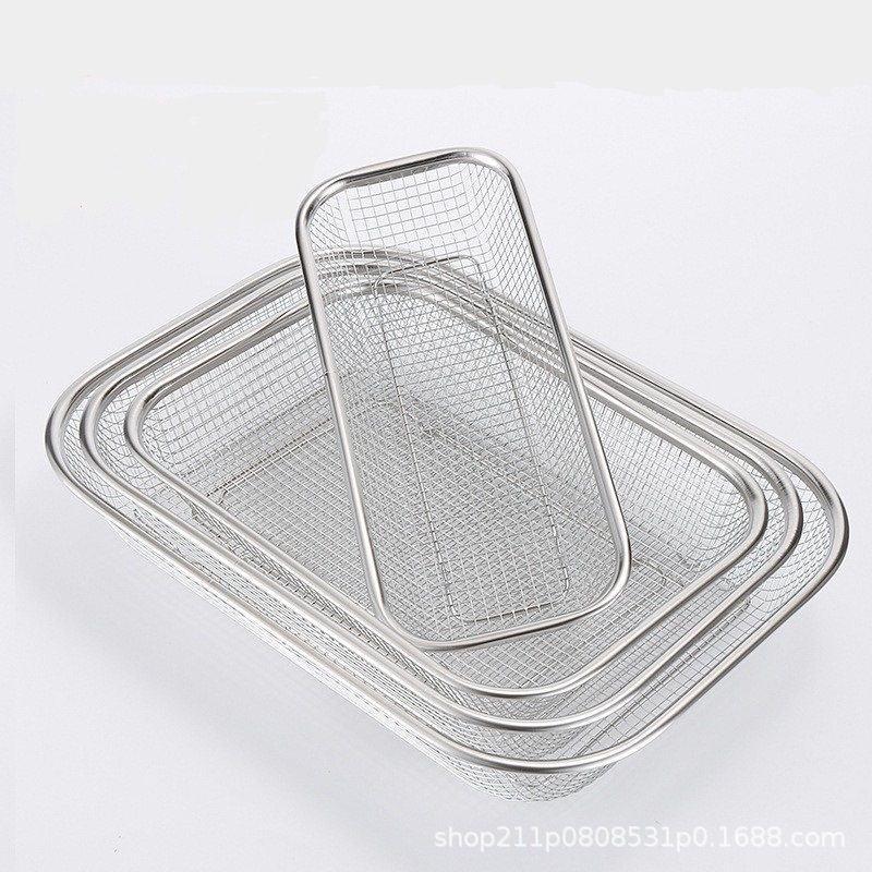 不锈钢沥水篮洗菜盆沥水篮长方形漏篮厨房网篮水果篮子过滤网油筐,淘宝优惠券,粉丝福利购,淘宝优惠卷