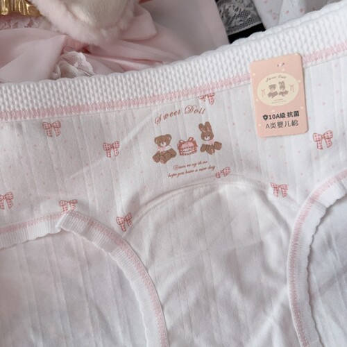 可爱玩具熊兔子卡通内裤女纯棉10A抗菌加长裆女生三角裤2026新款 - 图0