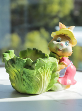 可爱卡通小兔子多肉花盆组合创意拼盘盆室内花盆大口径树脂非陶瓷
