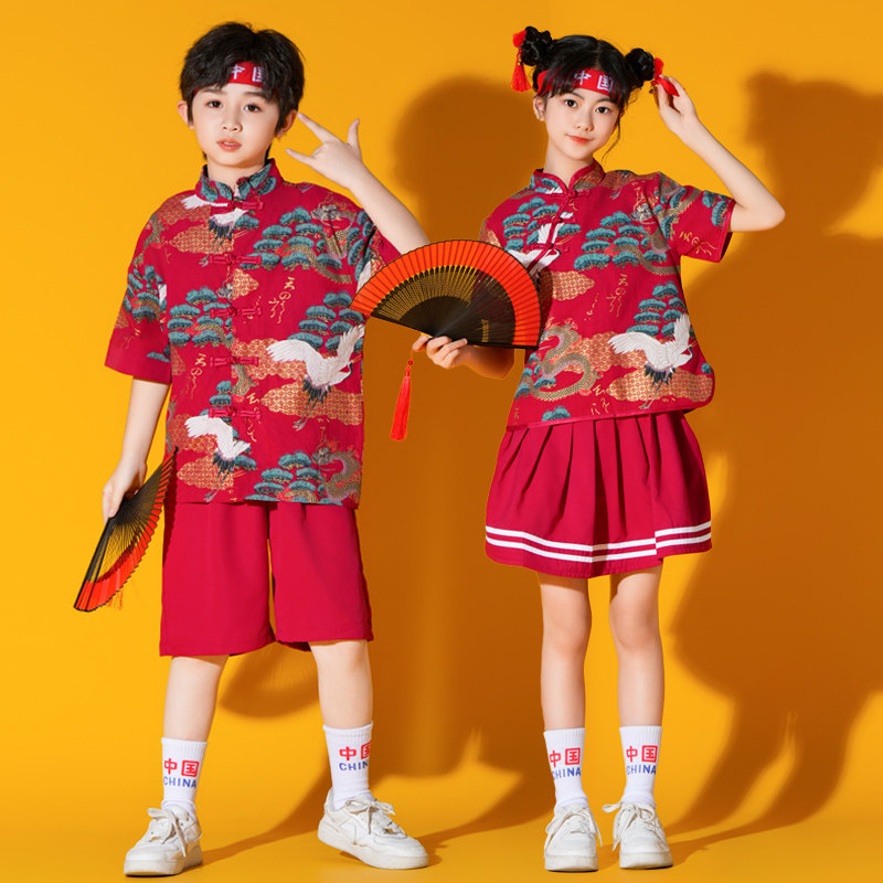 六一儿童啦啦操演出服中国风国潮中小学生啦啦队运动会开幕式服装,淘宝优惠券,粉丝福利购,淘宝优惠卷