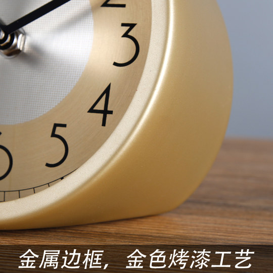 Tqj reloj de escritorio simple de lujo con luz de metal mesita de noche de moda