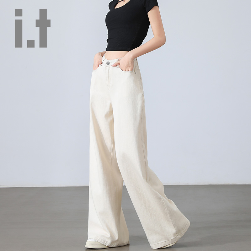 it:CHOCOOLATE高腰宽松显瘦直筒阔腿牛仔裤女2025垂感拖地裤 - 图0