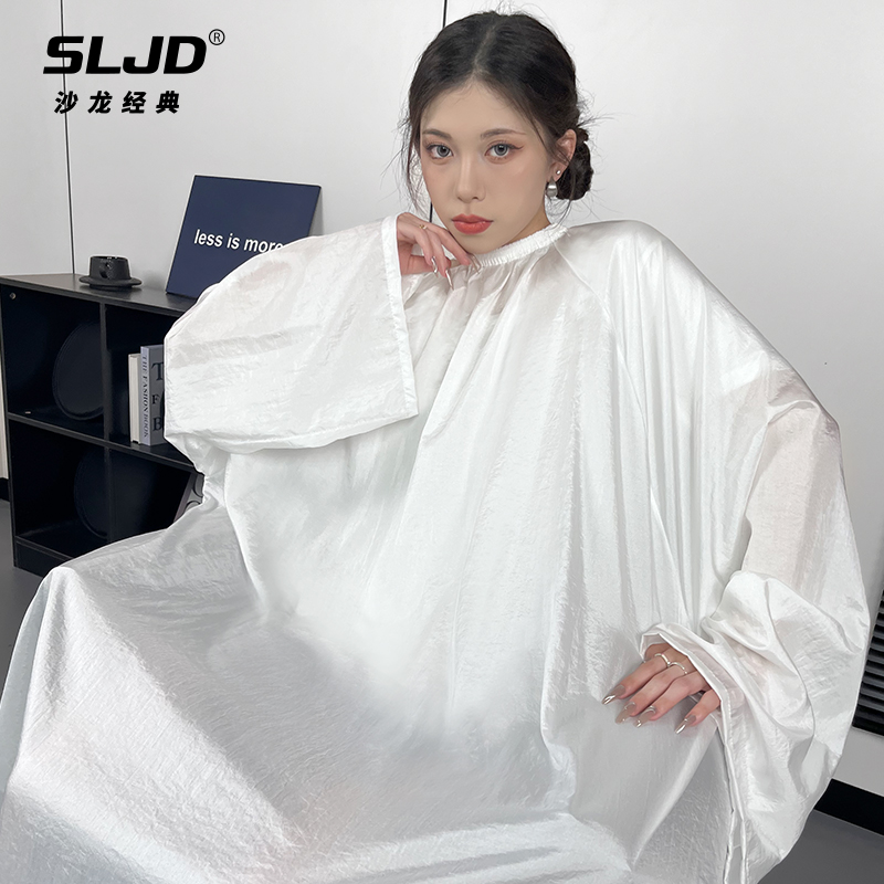 加长理发店围布潮高档发廊专用带袖子剪头发围裙发型师美发不沾发 - 图1