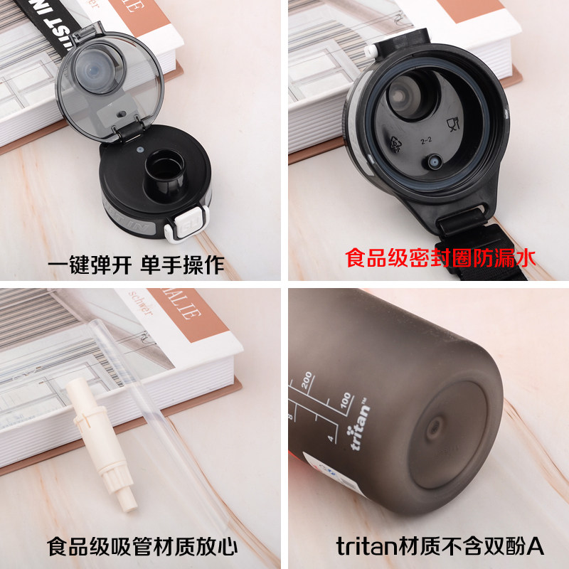 希乐水杯tritan夏季大容量女生高颜值渐变便携男生上学运动吸管杯