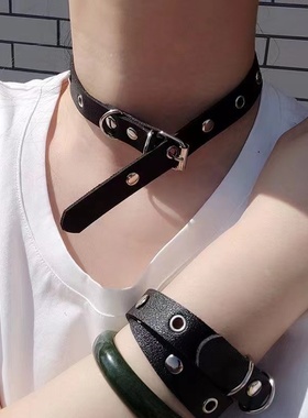 人造皮革男女个性黑色情侣项链