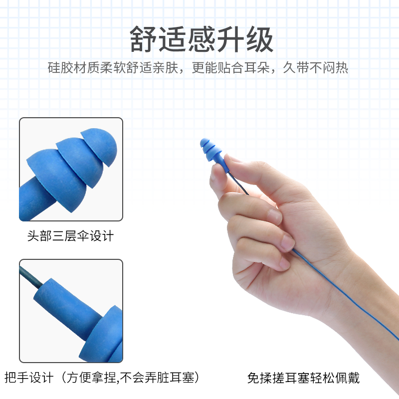 3M降噪隔音耳塞可清洗带线舒适圣诞树型340-4007含可探测金属-图1