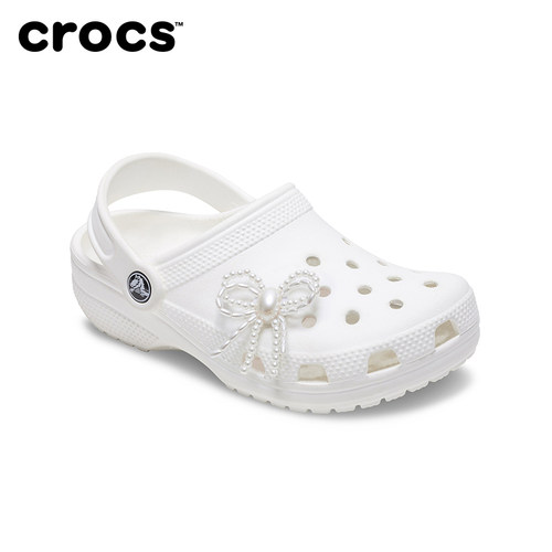 Crocs卡骆驰配饰智必星洞洞鞋鞋花 白色串珠花卉 白色串珠蝴蝶结 - 图2