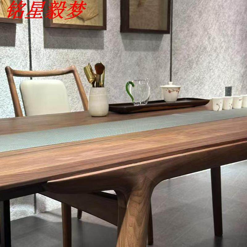 北美黑胡桃木简约新中式茶桌茶台中式茶室接待室实木泡茶桌椅组合,淘宝优惠券,粉丝福利购,淘宝优惠卷