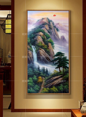 风水靠山招财办公室玄关装饰画