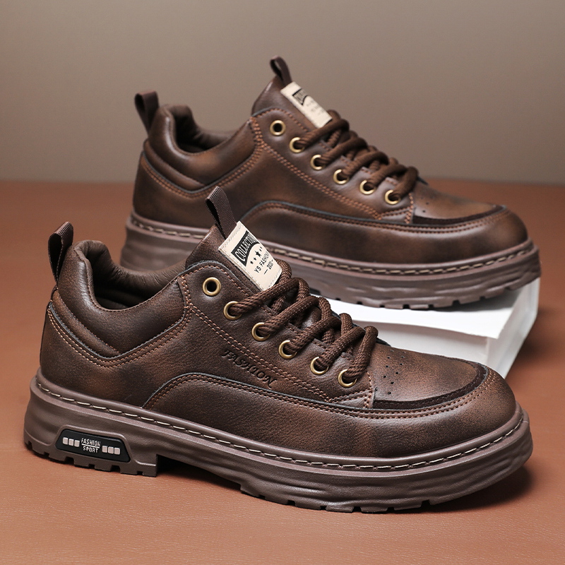 冬季男鞋2025新款工装鞋男士耐磨工作鞋潮流低帮马丁靴休闲运动鞋 - 图0