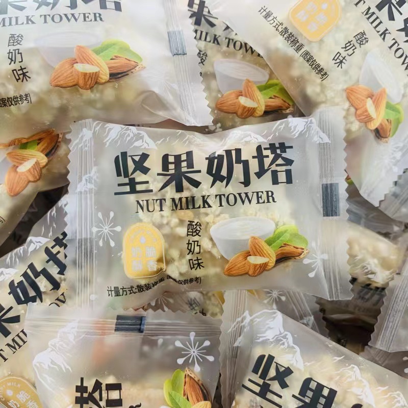 疆心域坚果奶塔网红食品酥脆可口脆皮奶酥酸奶味千层酥500g新疆发 - 图0