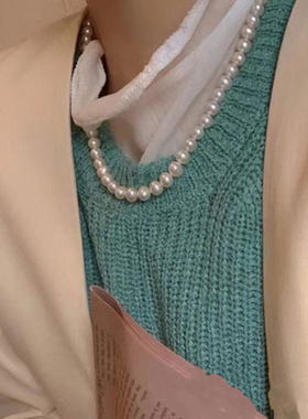 吃撑的梵高 法式轻奢复古小众锁骨链韩代同款珍珠简约高级感项链