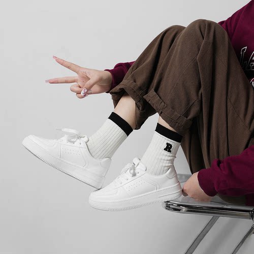 小白鞋大码女鞋41到43肥脚加宽脚42码运动鞋女平底板鞋春秋显脚小 - 图3