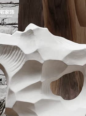 禅意新中式陶瓷假山摆件茶室玄关客厅酒店会所样板间家居软装饰品