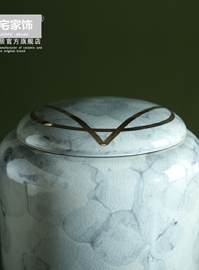 现代新中式手绘陶瓷储物罐摆件 创意家居客厅电视酒柜样板房软装