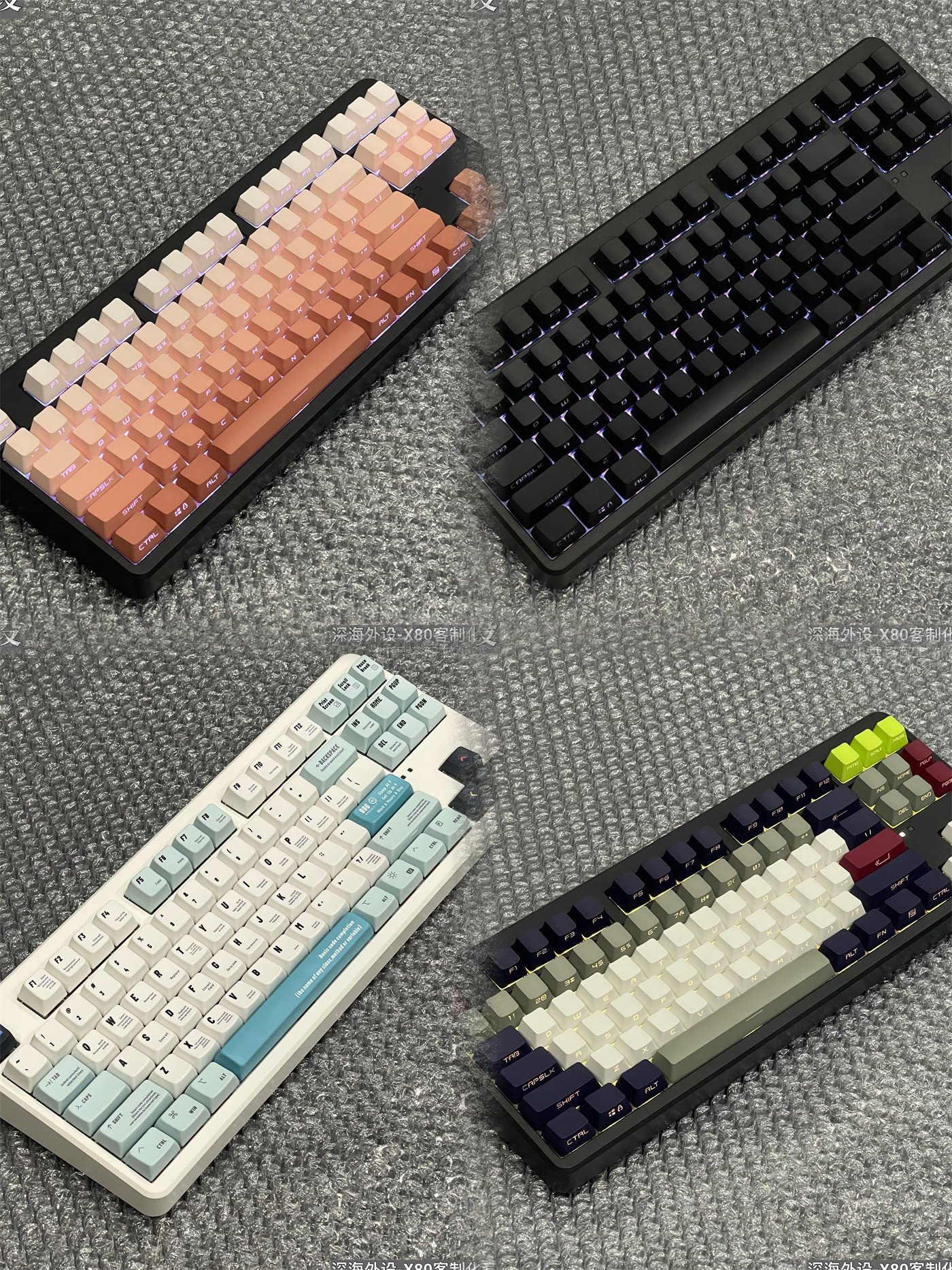 腹灵新品X80纯黑热插拔侧刻机械键盘有线蓝牙无线三模87键游戏办