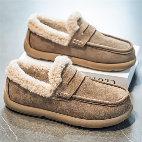 雪地靴男冬季加绒加厚皮毛一体棉鞋男士勃肯鞋保暖防寒小众穆勒鞋 - 图2