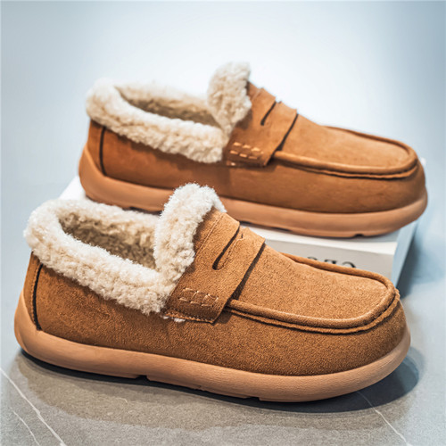 雪地靴男冬季加绒加厚皮毛一体棉鞋男士勃肯鞋保暖防寒小众穆勒鞋 - 图1