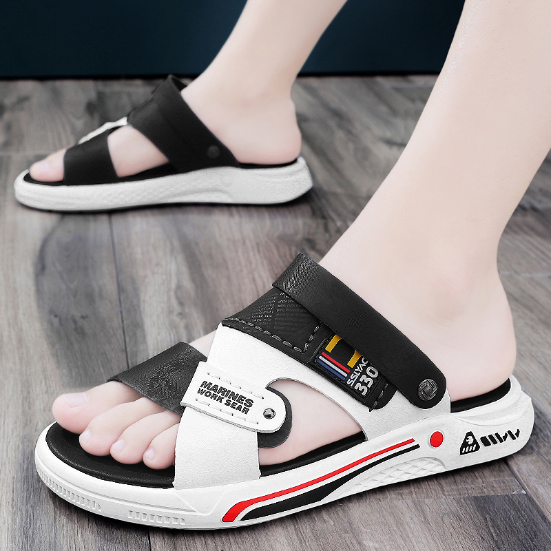 凉鞋男款夏季外穿防滑防臭凉拖男士爸爸开车运动两穿软底沙滩拖鞋 - 图1