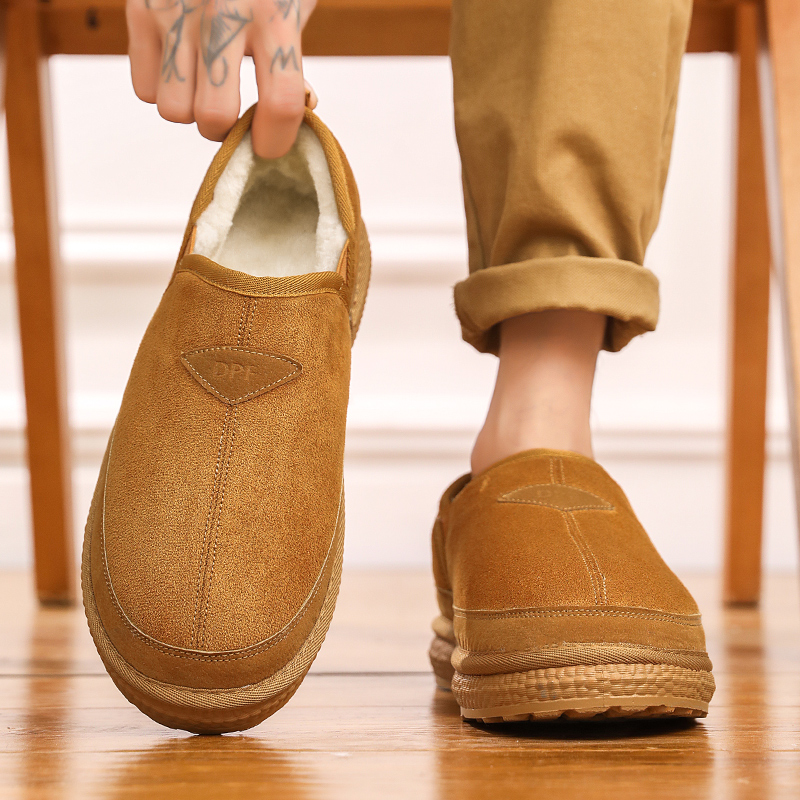 雪地靴男鞋冬季加绒加厚保暖懒人一脚蹬男士防水防滑皮毛一体棉鞋 - 图2