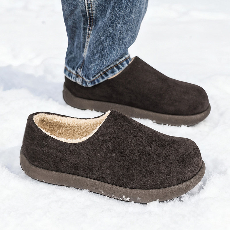 勃肯鞋男2026新款冬季加绒保暖棉鞋防水防滑一脚蹬皮毛一体雪地靴,淘宝优惠券,粉丝福利购,淘宝优惠卷