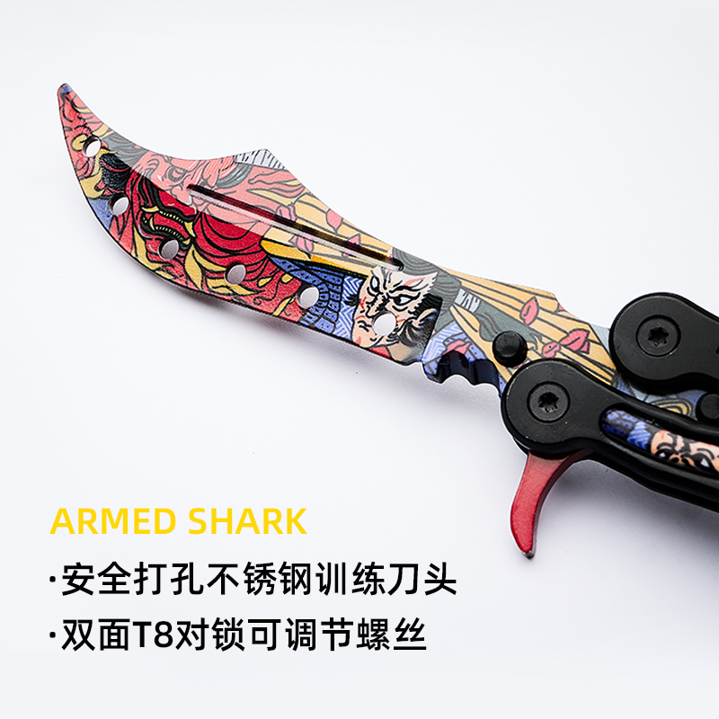 CSGO-V3周边蝴蝶刀未开刃练习训练刀折叠甩手耍刀花式爪刀玩具刀 - 图3