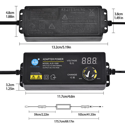 3-36V可调压电源适配器KJS-1509无极可调3-12V数显3-24V5A通用 - 图0