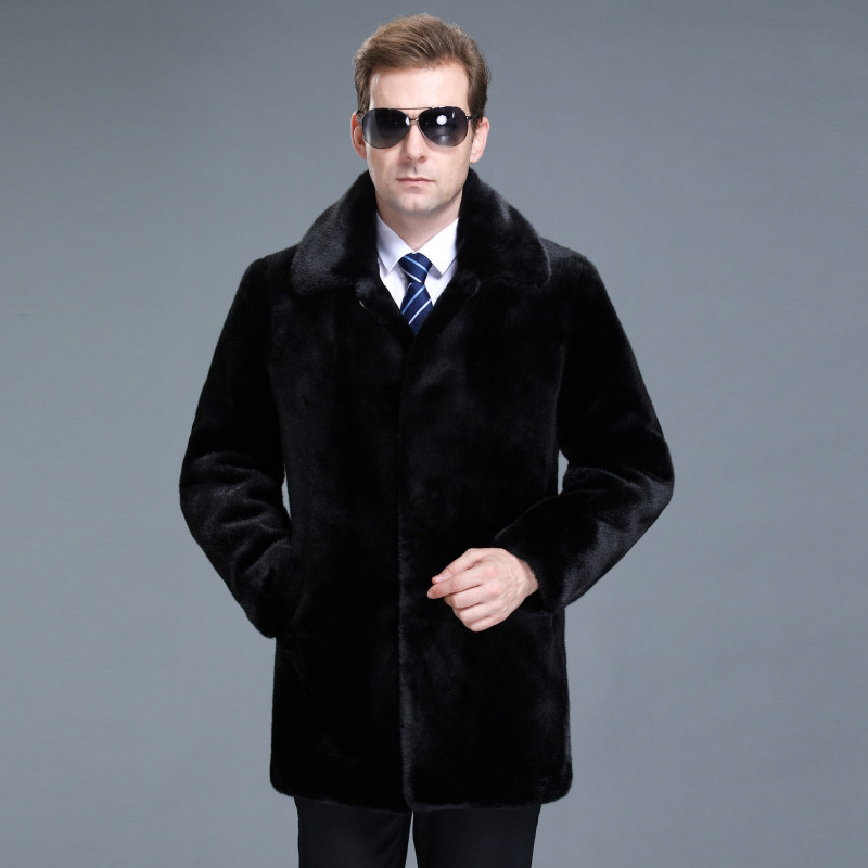 2025冬季新款男海宁皮草保暖长款水貂毛貂皮大衣中年男装翻领外套,淘宝优惠券,粉丝福利购,淘宝优惠卷
