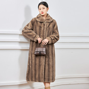 Haining mink coat ຂອງແມ່ຍິງ mink ຍາວຂະຫນາດຂະຫນາດໃຫຍ່ mink fur noble temperament ຂອງແມ່ mink fur coat ລະດູຫນາວ