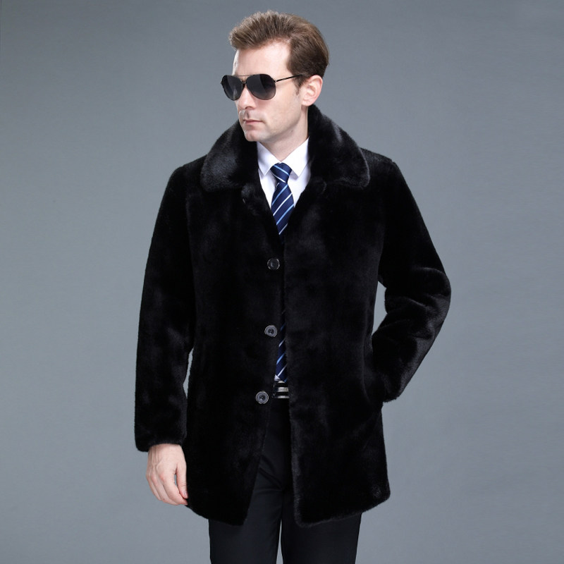 2025冬季新款男海宁皮草保暖长款水貂毛貂皮大衣中年男装翻领外套,淘宝优惠券,粉丝福利购,淘宝优惠卷