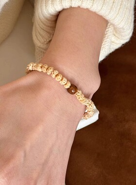 Margot手作新中式国风天然虎眼石黄水晶叠戴手链小众设计感手串