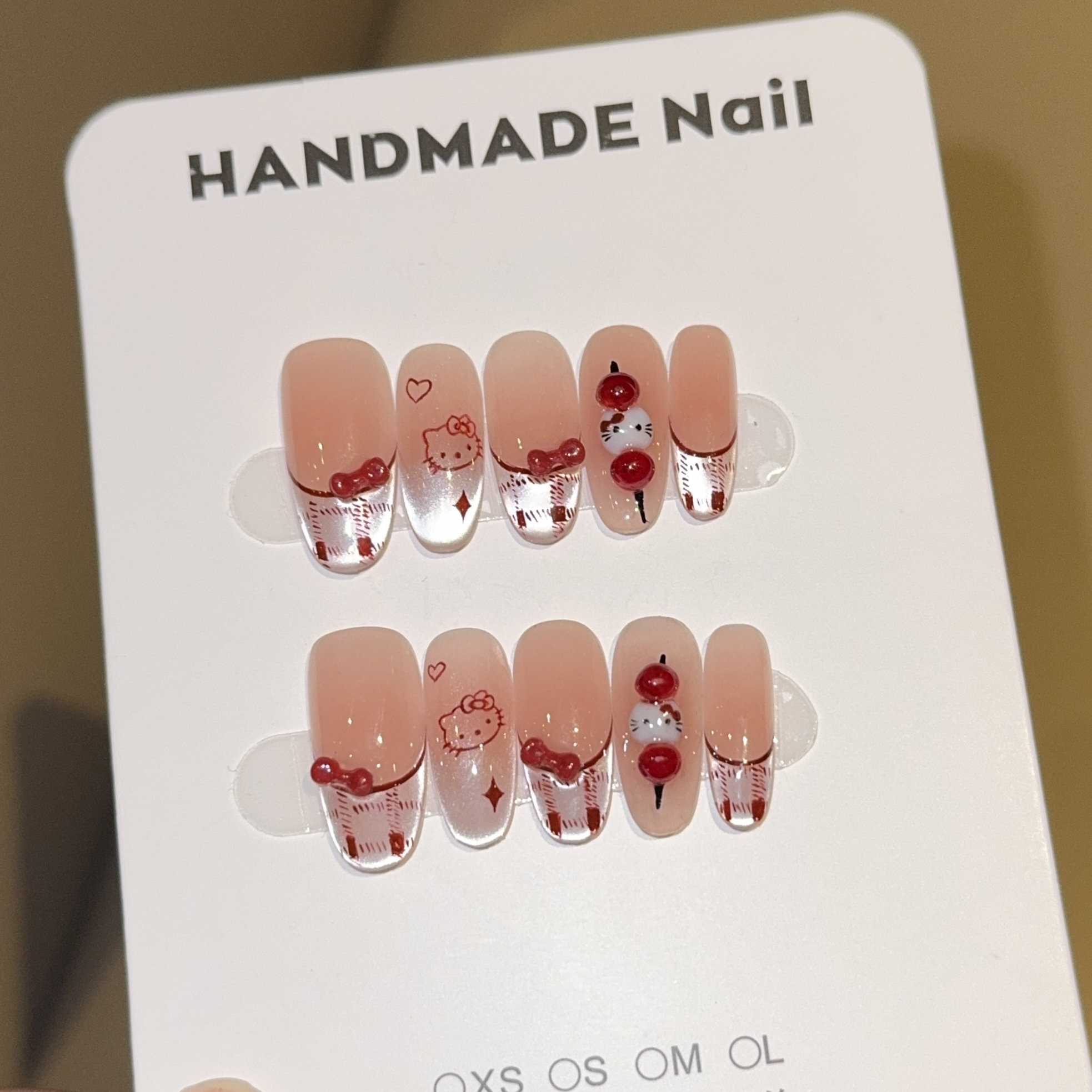 ins风冰糖葫芦kitty猫眼纯手工穿戴甲高级感指甲美甲贴片假指甲,淘宝优惠券,粉丝福利购,淘宝优惠卷