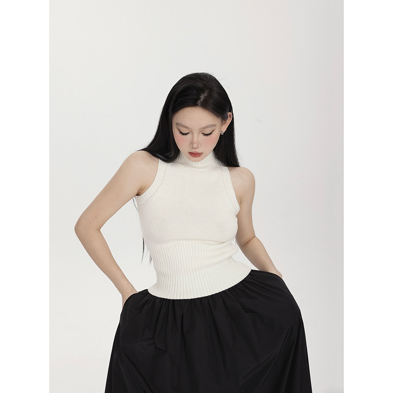 PEMPL 小高领无袖针织衫背心女极简基础舒适纯色修身型百搭打底衫,淘宝优惠券,粉丝福利购,淘宝优惠卷