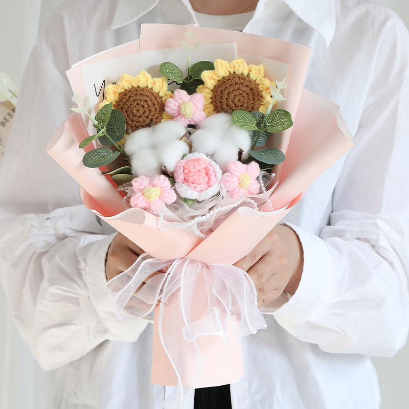 手工编织花束成品向日葵仿真花圣诞节送老师妈妈女生闺蜜生日礼物