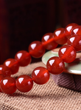 本命年红玛瑙手链女情侣复古