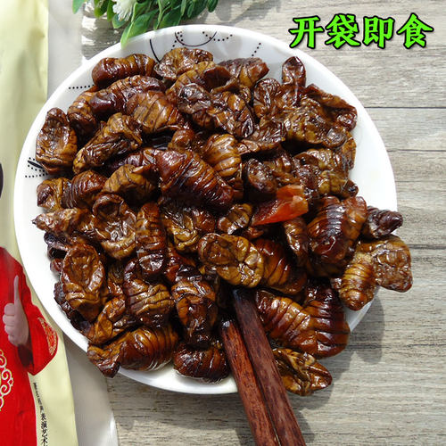 熟茧蛹子泰安蚕蛹10袋山东泰山特产亚圣斋即食五香蚕蛹真空1200g - 图1