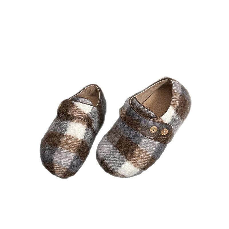 云芙纽扣小面包韩版冬季保暖魔术贴毛毛鞋外穿勃肯单鞋毛绒棉鞋,淘宝优惠券,粉丝福利购,淘宝优惠卷