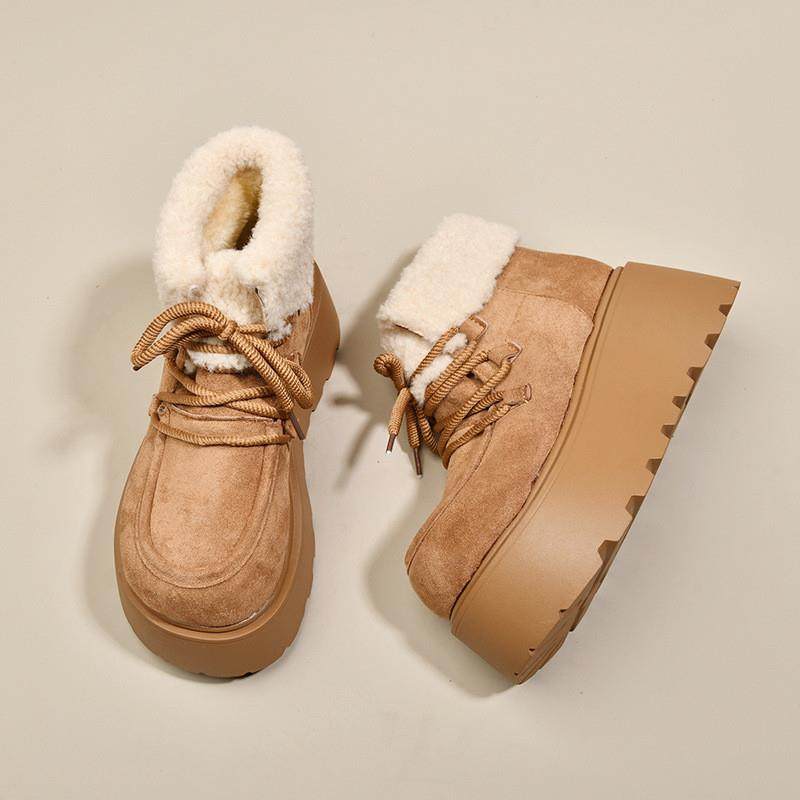 复古磨砂短筒雪地棉靴女2026年秋冬新款加绒保暖毛毛厚底大棉鞋潮,淘宝优惠券,粉丝福利购,淘宝优惠卷