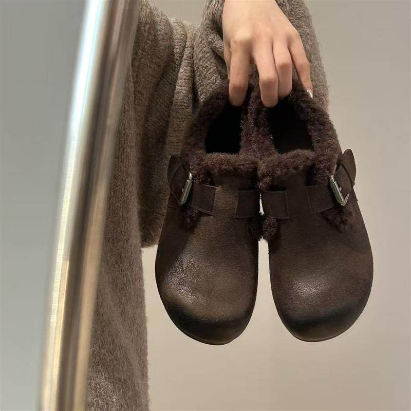 厚底加绒毛毛鞋女外穿2026冬季新款一脚蹬全包勃肯鞋休闲乐福棉鞋,淘宝优惠券,粉丝福利购,淘宝优惠卷