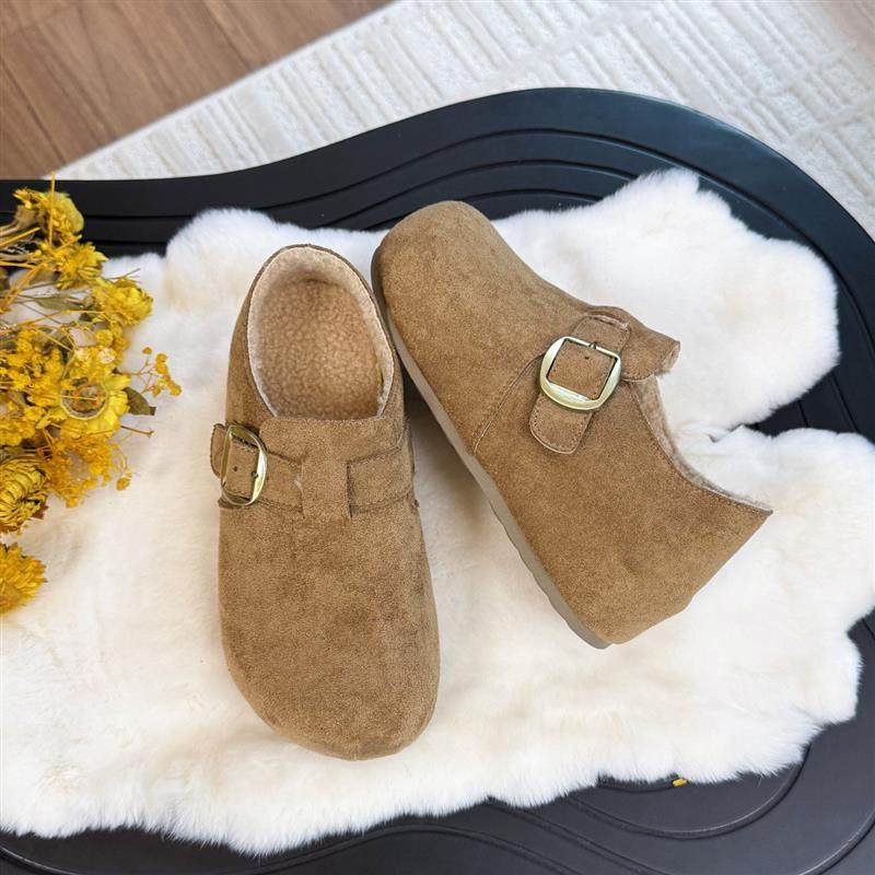 森系复古丑萌平底勃肯鞋女2026年新款加绒保暖一脚蹬休闲豆豆鞋,淘宝优惠券,粉丝福利购,淘宝优惠卷