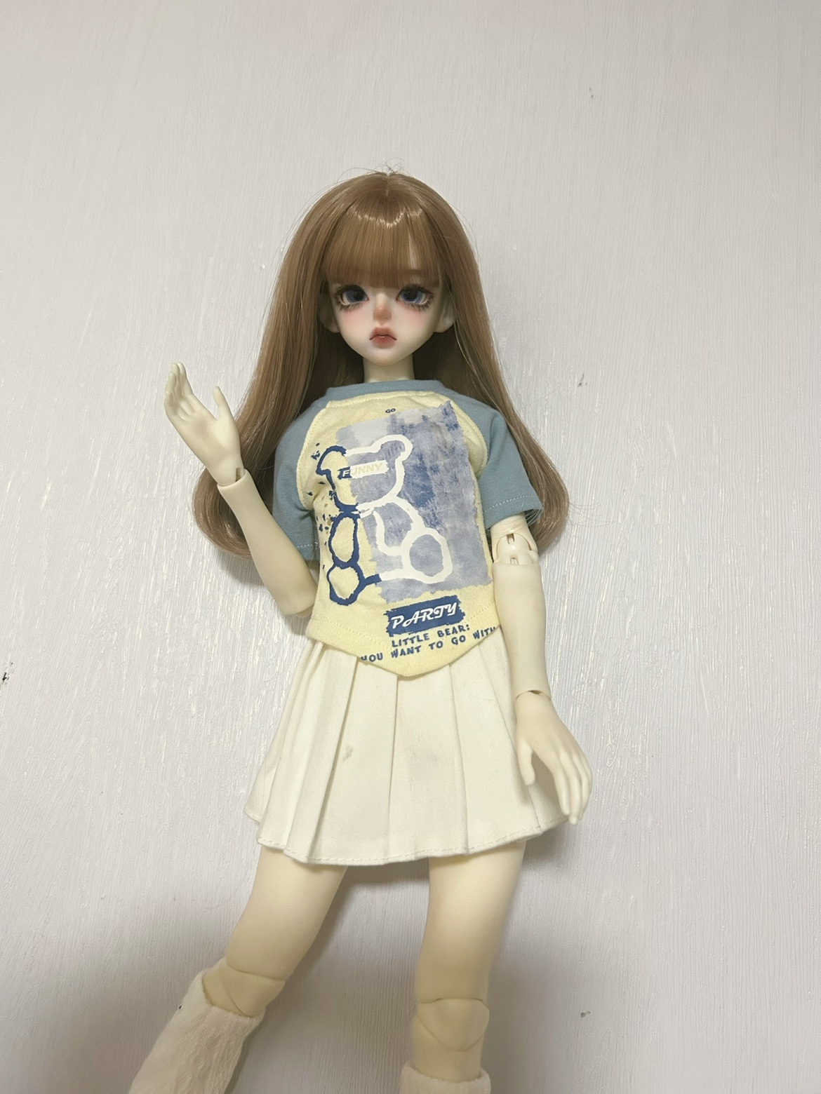 bjd4分娃衣套装短袖上衣卫衣上衣百褶裙46cm娃娃衣服4/1换装配件 - 图1