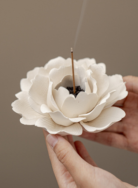 南呈景德镇非遗手捏瓷花线香香插底座香薰家居摆件小众高级感礼物